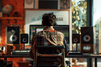 Man sitting at desk and listening