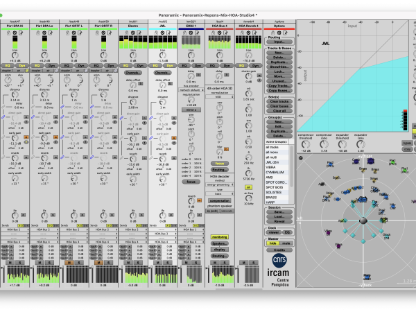 Mixing window of the spat5.panoramix workstation